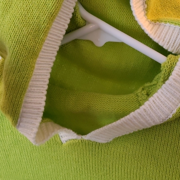 Pu Tian Lime Green/Cream Trimmed Hoodie Sweater Size 6 - Picture 4 of 9